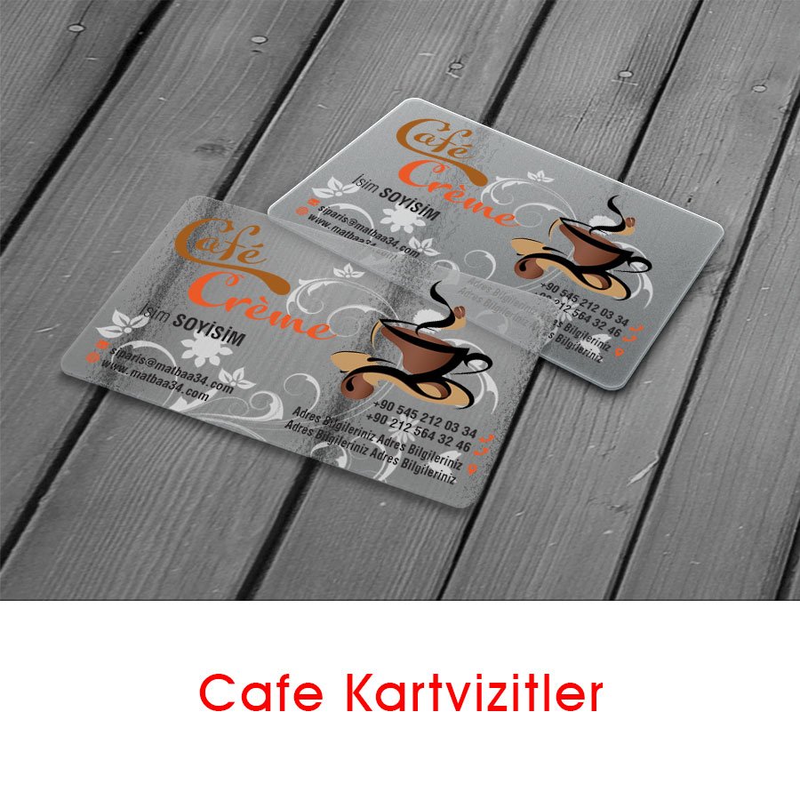 Cafe Şeffaf Kartvizit | Matbaa34.com
